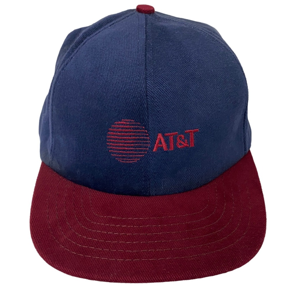 Stylemaster AT&T Vintage Snapback Hat Blue Red USA Made Corduroy Baseball Cap